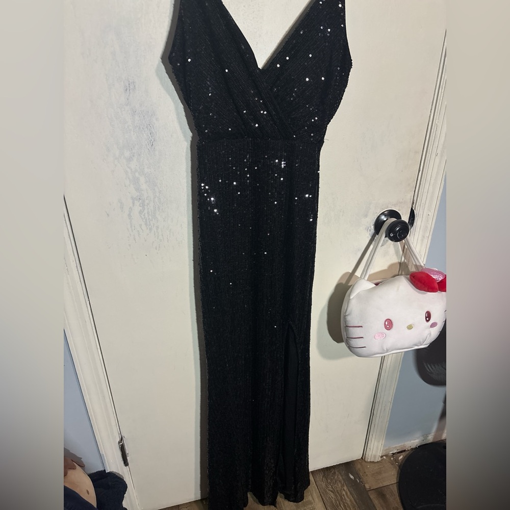 Black Sequin Evening Gown